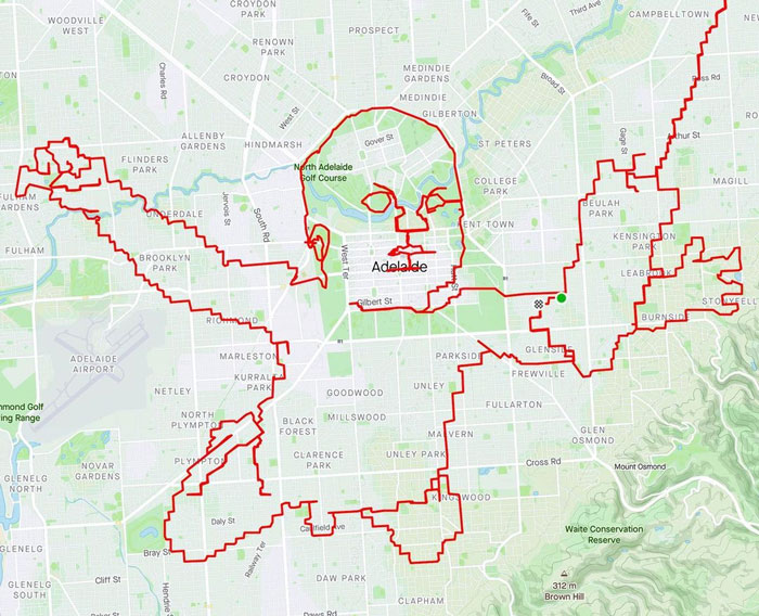 Gary Cordery Collects People’s Drawings Made On A Map By Walking, Running, Cycling, Or Driving (94 Pics)