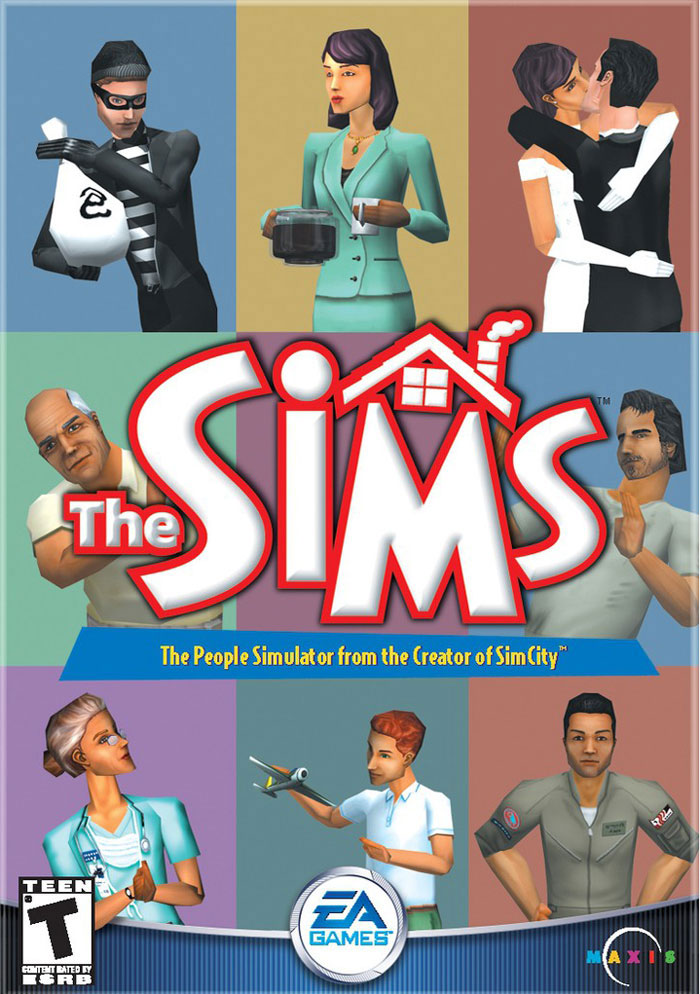 The Sims video game cover art showcasing characters from the nostalgic 2000s era.