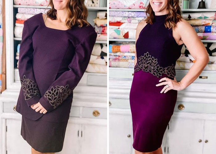 Esta mujer modifica ropa de tiendas de 2ª mano para crear nuevos atuendos y aquí tienes 20 de sus mejores creaciones (Nuevas imágenes)