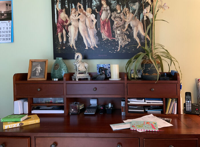 Desk Return With Unpaid Bills And One Of The Last Landline Phones In The Country