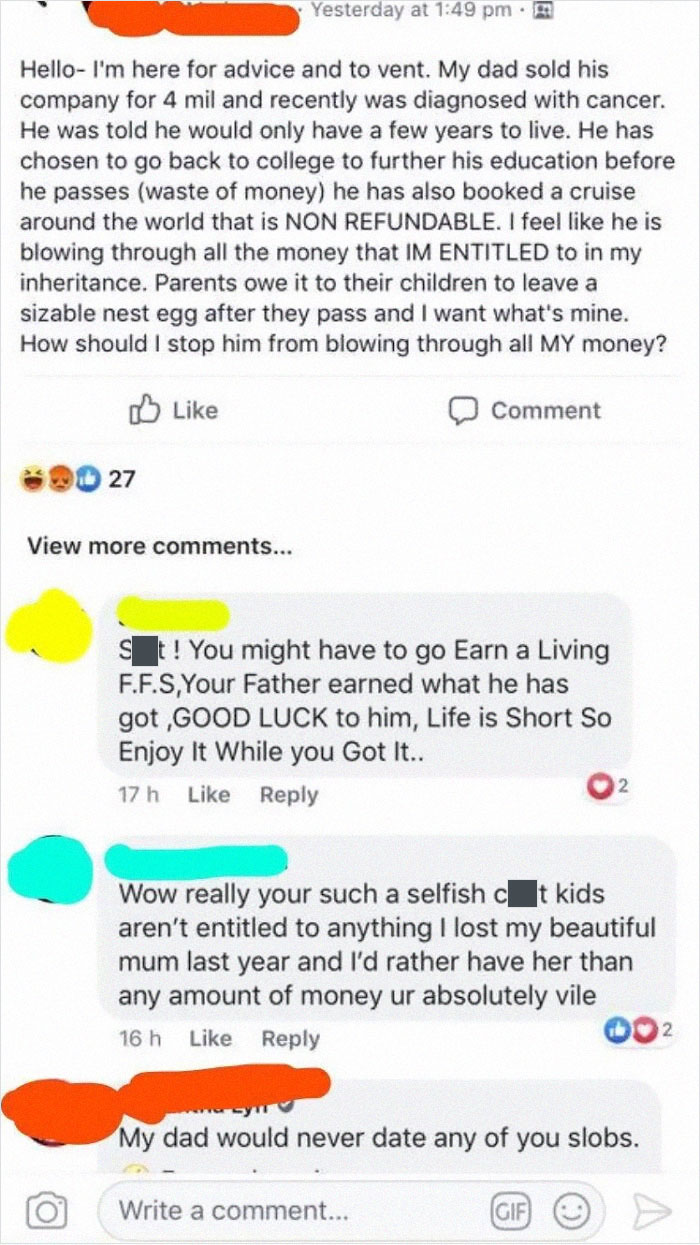 How Dare My Dying Father Live Out The Rest Of His Life!??!?!