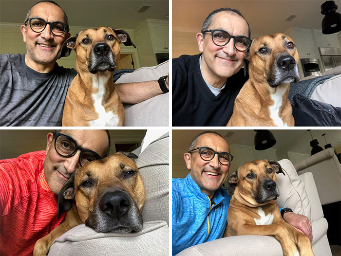 My Dad Often Dogsits For Me And This Man Takes A Selfie With Him Every Single Time To Show Me That He's Okay