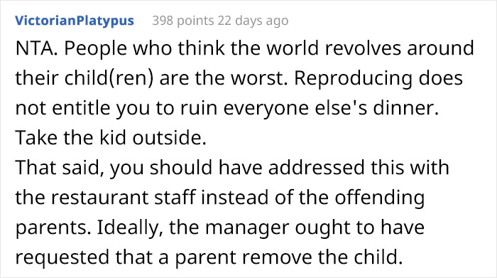 Woman Asks Mom To Take Her Shrieking Toddler Outside So Everyone Can Enjoy Their Food At A Restaurant, Drama Ensues