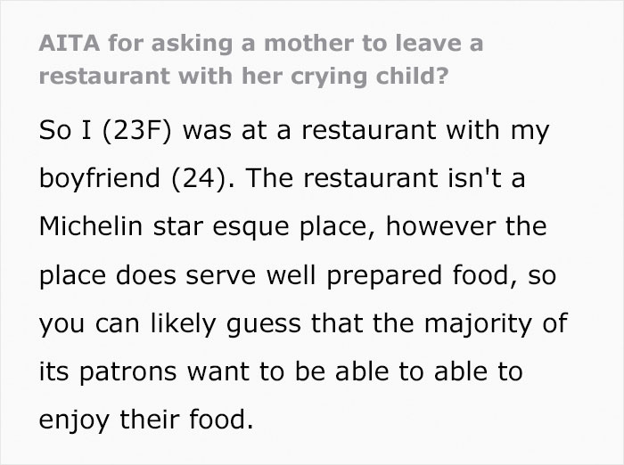 Woman Asks Mom To Take Her Shrieking Toddler Outside So Everyone Can Enjoy Their Food At A Restaurant, Drama Ensues