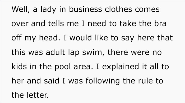 Woman With Double Mastectomy Is Told To Wear A Bra In The Pool, She Follows The Rule To The Letter In Her Malicious Compliance