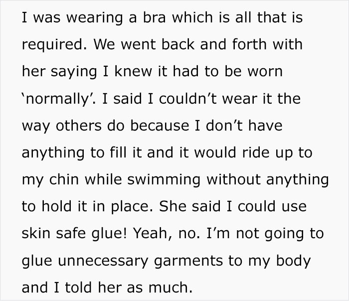 Woman With Double Mastectomy Is Told To Wear A Bra In The Pool, She Follows The Rule To The Letter In Her Malicious Compliance
