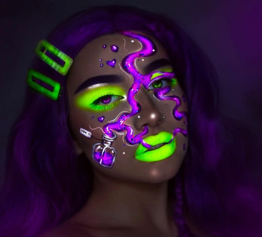 I Use Makeup, UV Paint And Light To Create Glow-In-The-Dark Looks (20 Pics)
