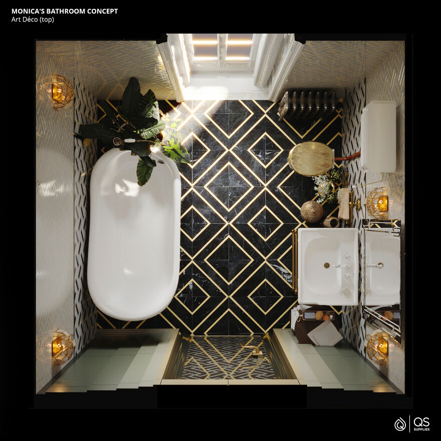 Company Redesigns The Bathroom From "Friends" In 6 Modern-Day Interior Styles