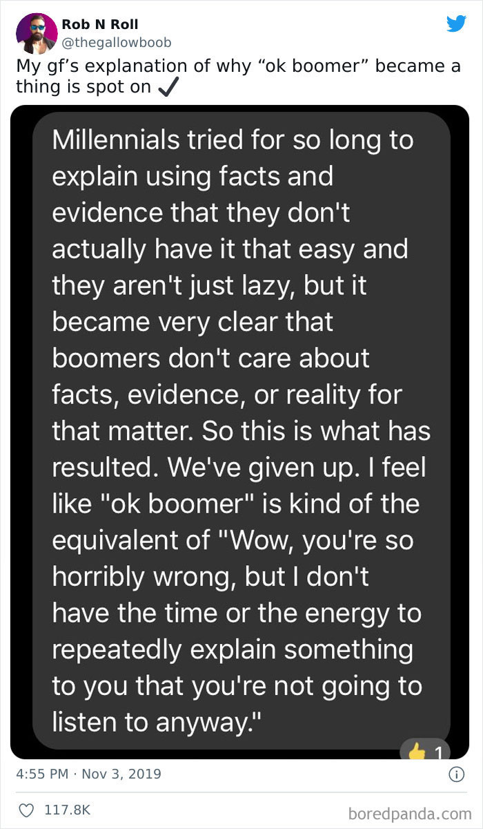 Translation: Ok Boomer