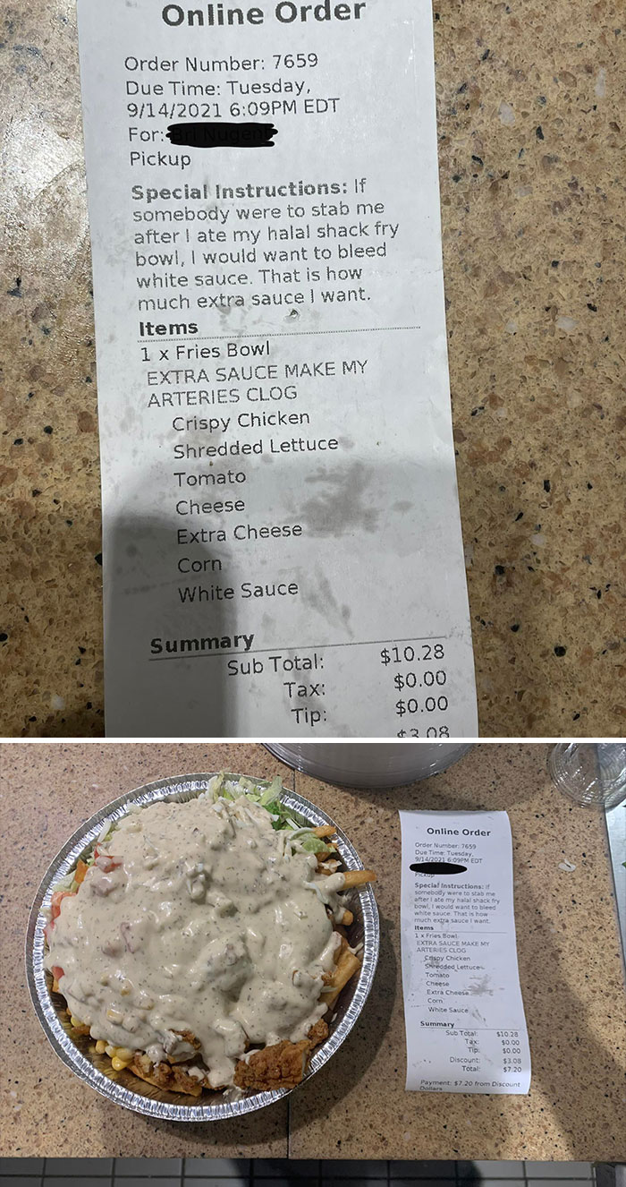 So I Work At Halal Shack And Someone Ordered This Today...