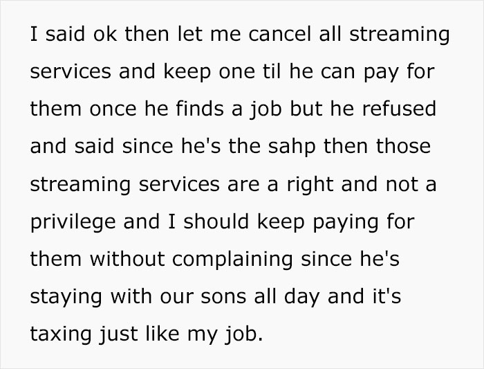 Mom Pays For Her Unemployed Husband's 5+ Streaming Services, Asks Him To Pick One And He Loses It