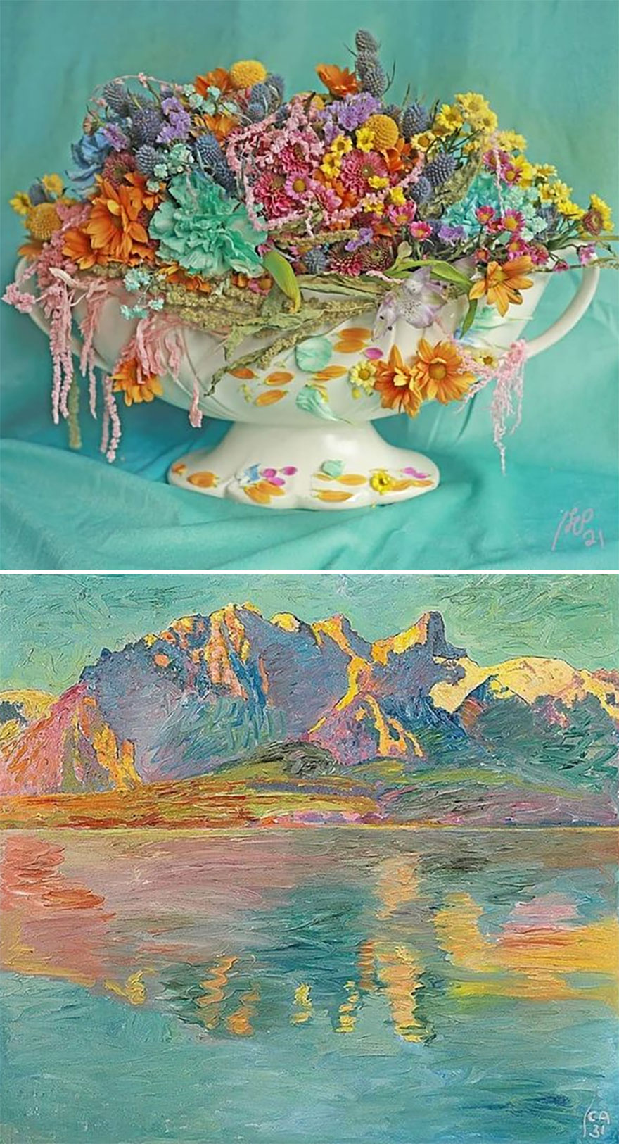 Artist Performs Floral Interpretations Of Great Works Of Art