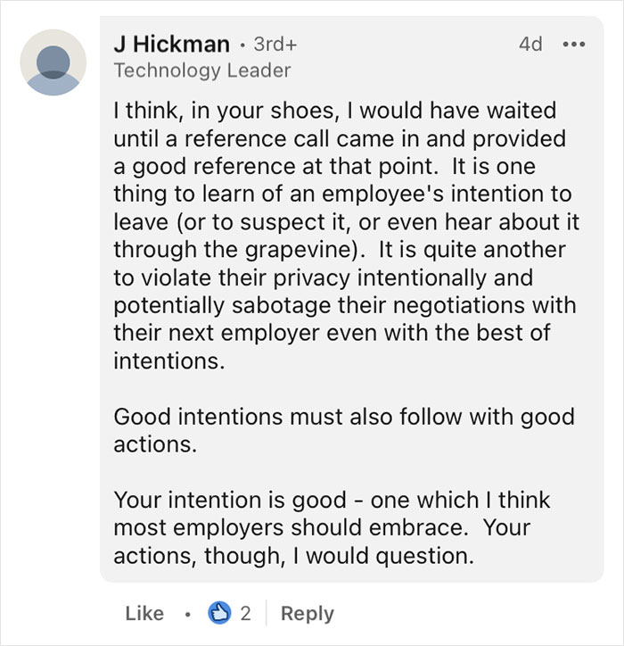 Boss Learns An Employee Is Looking For A New Job, Calls The Company To Give His Recommendation, Divides The Internet