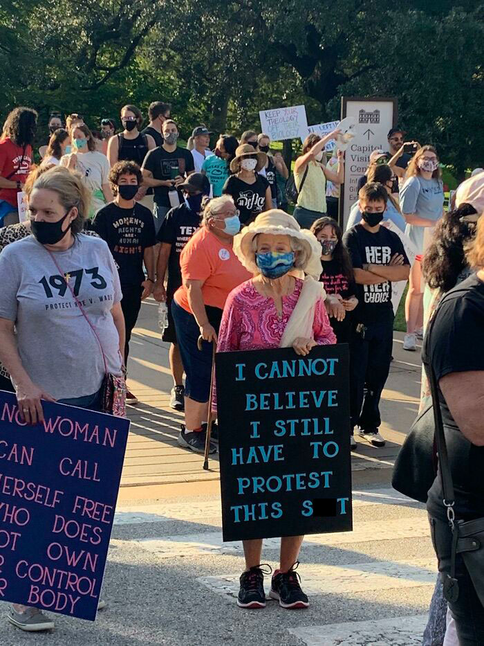 Elderly Woman At The Women’s March In Texas
