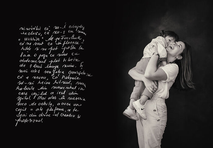 Mother and child in a photography project revealing the emotional challenges of postpartum motherhood.