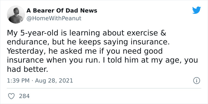 Tweet showing a funny example of kids giving alternative names for everyday things, highlighting accidental humor by children.