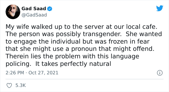Man Shares How His Wife Didn't Know How To Speak To A Cafe Server She Thought Was Trans, Gets Roasted