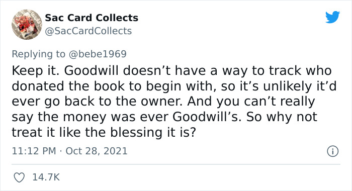 Mom Asks People Online If Her Son Is Right For Keeping The Money Found In A Book He Thrifted