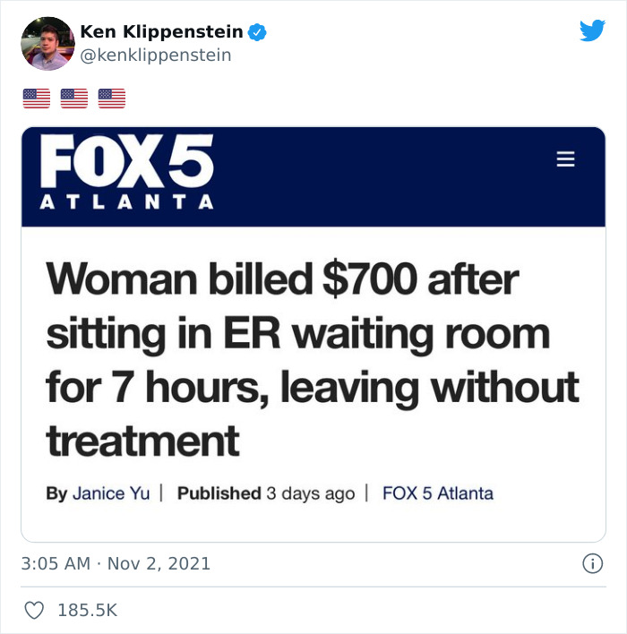 A Woman Gets Charged $700 For Coming To An ER And Sitting There For 7 Hours But Not Getting Any Treatment, Others Share Similar Stories