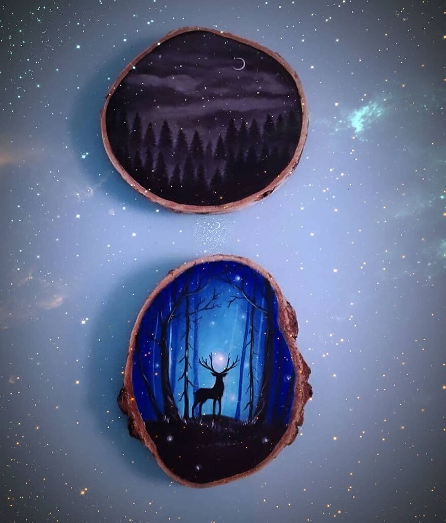 I Create Magical Paintings On Wood Inspired By The Forest