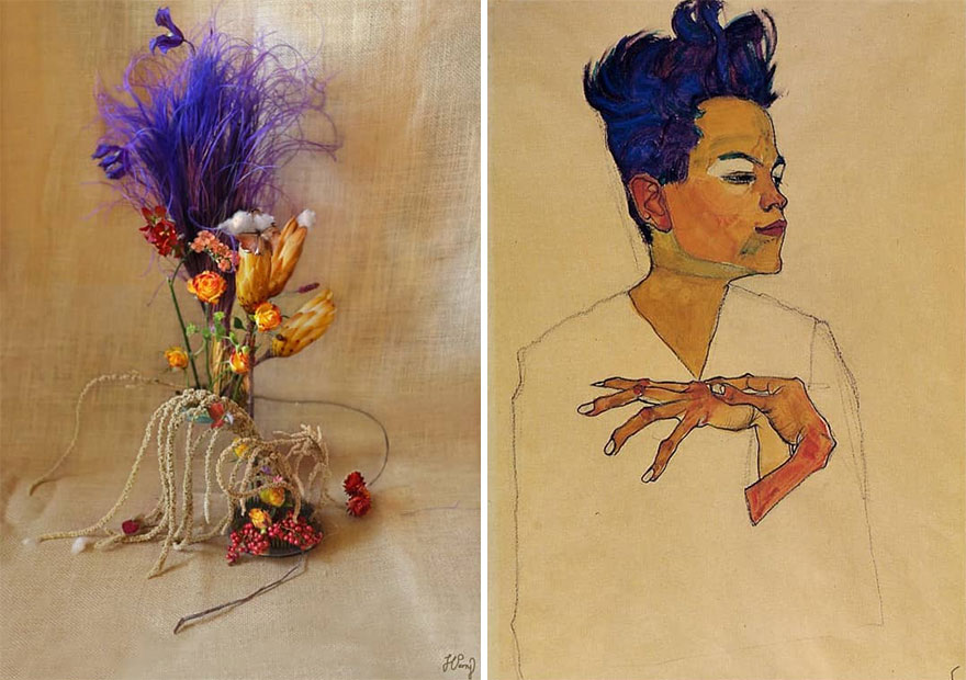 Artist Performs Floral Interpretations Of Great Works Of Art
