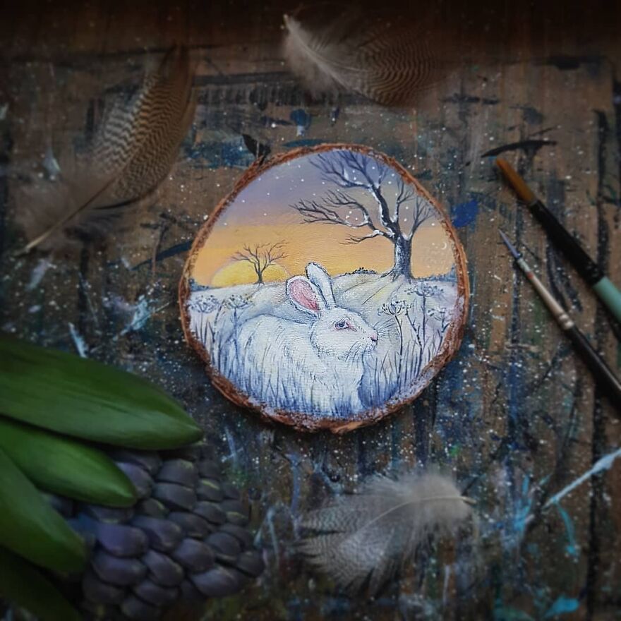 I Create Magical Paintings On Wood Inspired By The Forest