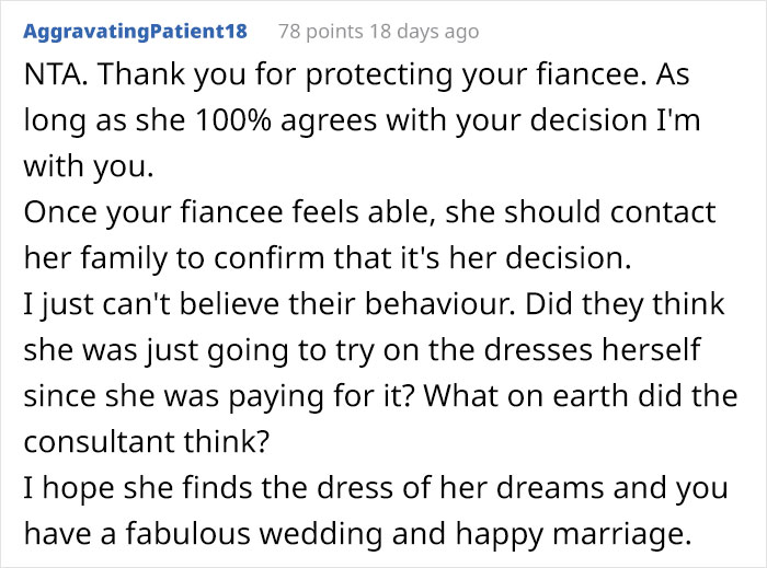 Guy Uninvites Fianc&eacute;e's Closest Family From The Wedding After They Make Her Wedding Dress Shopping All About Her Sister