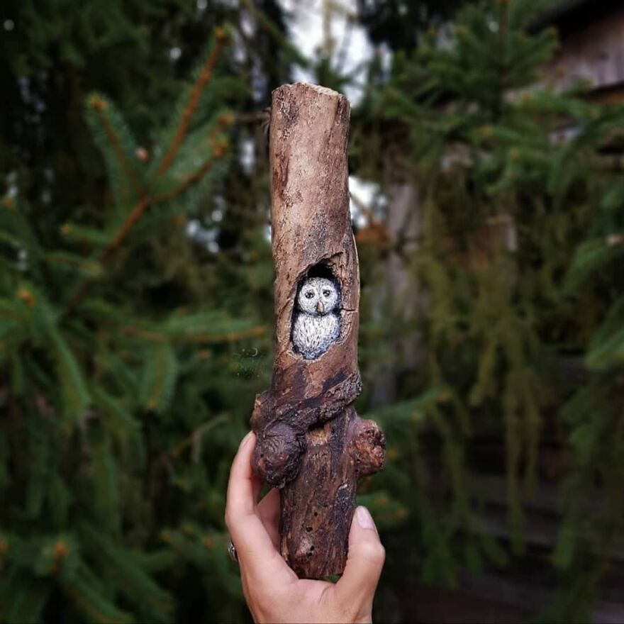 I Create Magical Paintings On Wood Inspired By The Forest