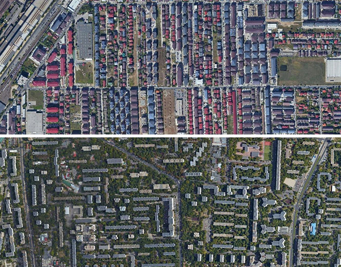 New Development (Up) vs. Old Communism Development (Down) - Romania