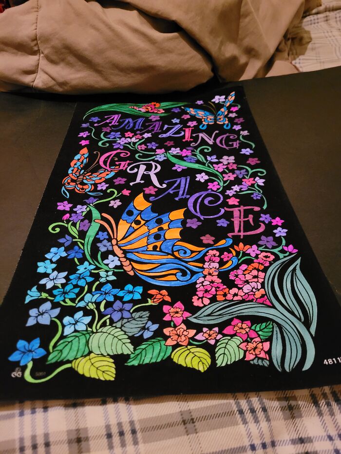 I Did This In September For My Mother's Birthday. Her Favorite Color Is Purple, So I Used Different Shades Of Purple To Color This.