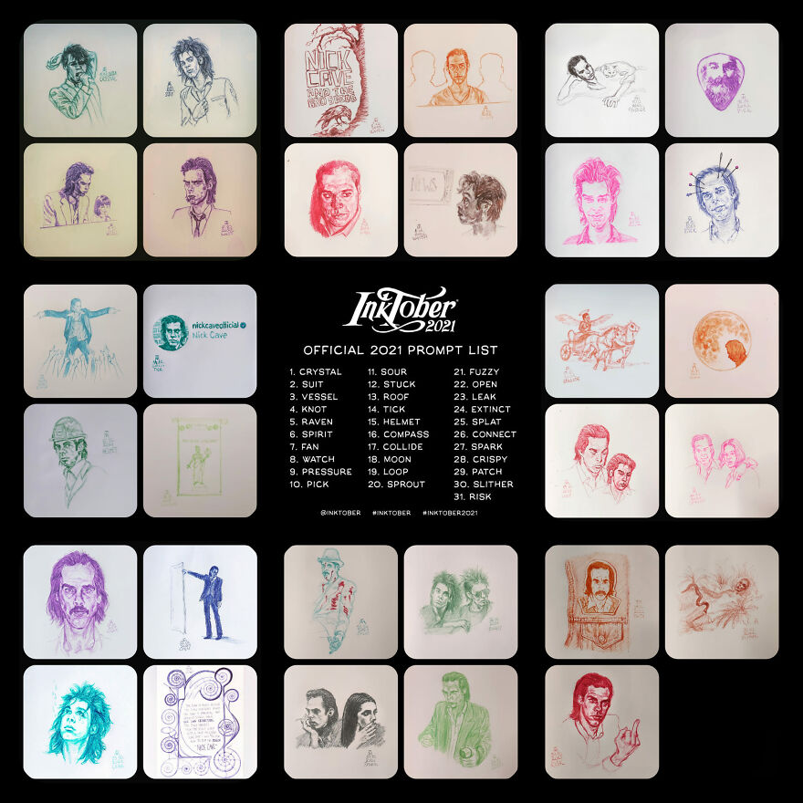 31 Drawings Inspired By Nick Cave For This Year's Inktober