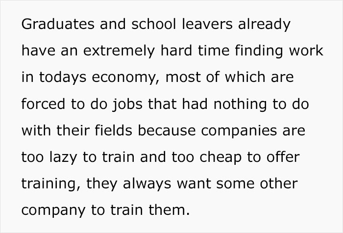After A Person Brings Up How Unfair It Is To Require Years Of Experience For Starting Positions At A Company, Others Share What They Think