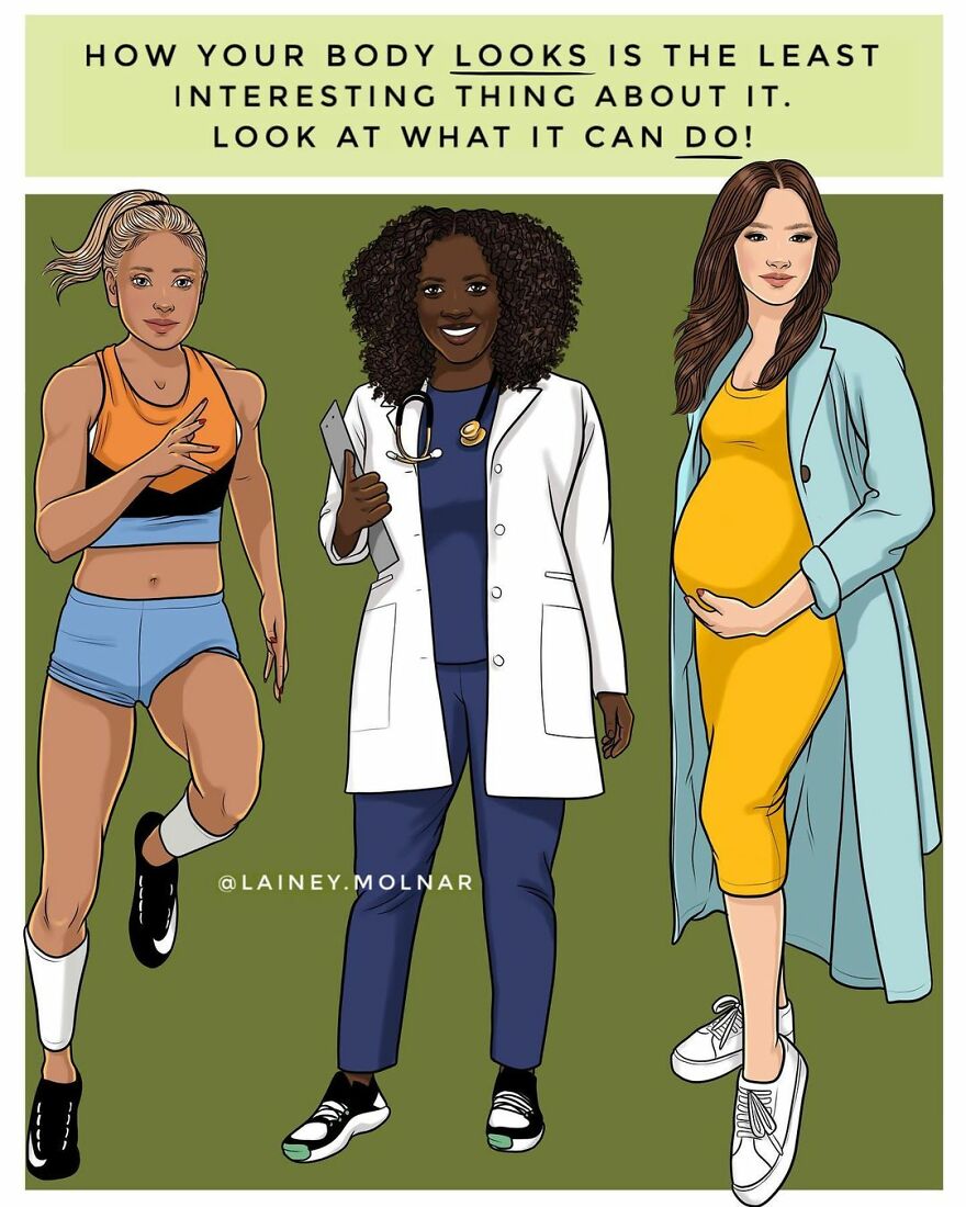 Lainey Molnar comics with athlete, doctor and pregnant woman 