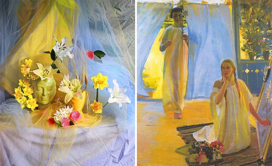 Artist Performs Floral Interpretations Of Great Works Of Art