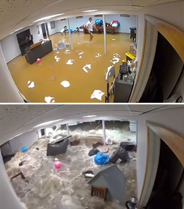 Flooded Basement Quickly Becomes An Ocean