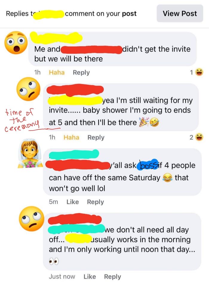 Coworkers Inviting Themselves To My Friend's Wedding