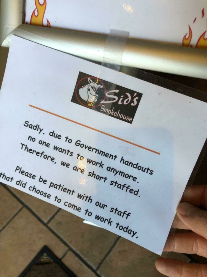 Sids In Aptos. Nobody Wants To Work For You Anymore!