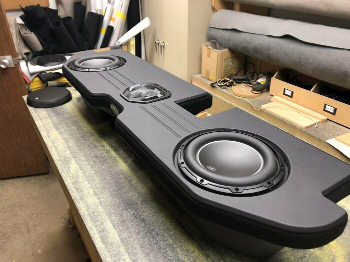 Little Bit Different Type Of Wood Working. 100% Custom Dodge Ram Sub Box I Built And Covered Today. What Ya Think!