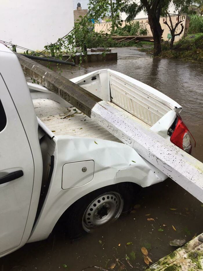 Left My Truck Parked Next To A Lamp Post Before A Storm