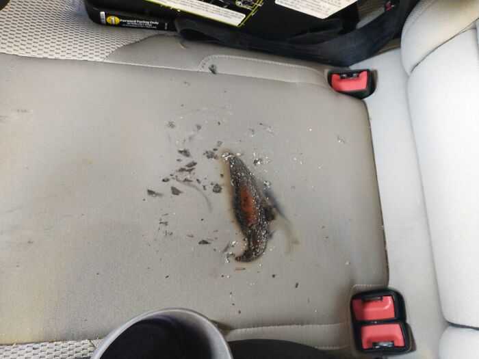 My Daughter Left Her Magnifying Glass In The Cup Holder Of Her Booster Seat While We Were Parked In The Sun