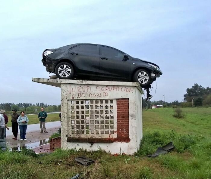 There Wasn't A Ramp Or Anything. Believe It Or Not, The Driver Only Had Minor Injuries