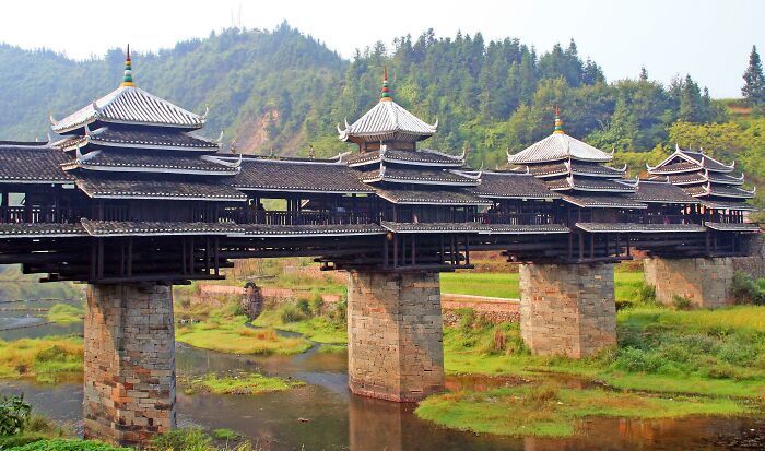 Chengyang Yongji Bridge In Liuzhou City, China