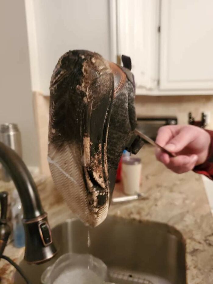 Got My Toddler New Shoes Over The Weekend. He Just Threw One Of Them Into The Fireplace