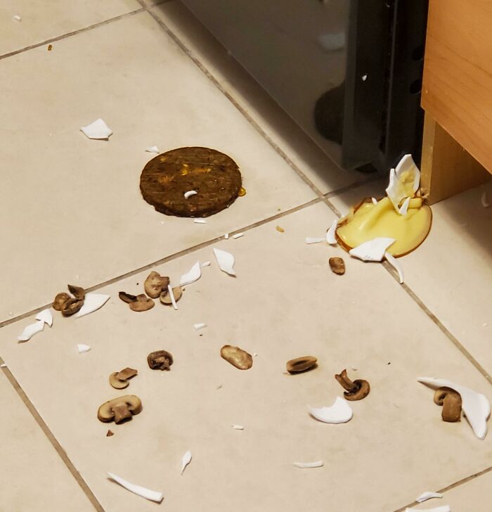 Deconstructed Mushroom Cheeseburger With A Side Of Glass