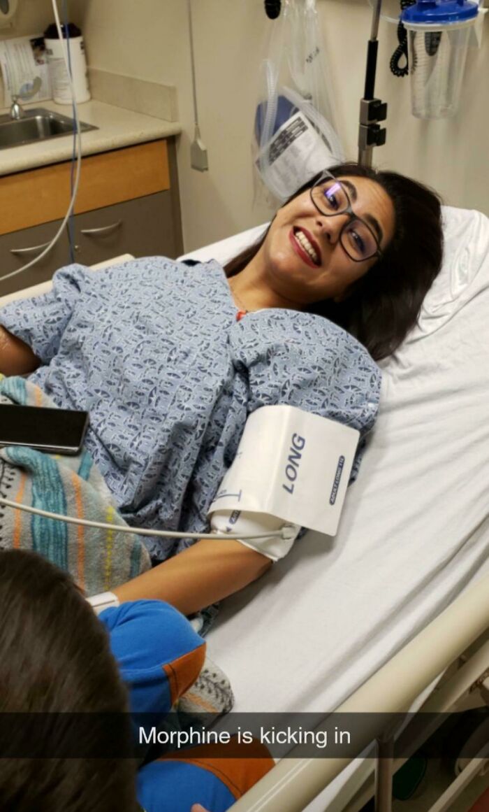 Spent Thanksgiving Morning In ER Because I Had Sharp Pains In My Belly Area. Turns Out I Have An Ovarian Cyst. In The Spirit Of Giving Enjoy A Pic Of Me Doped Up On Morphine. Happy Thanksgiving