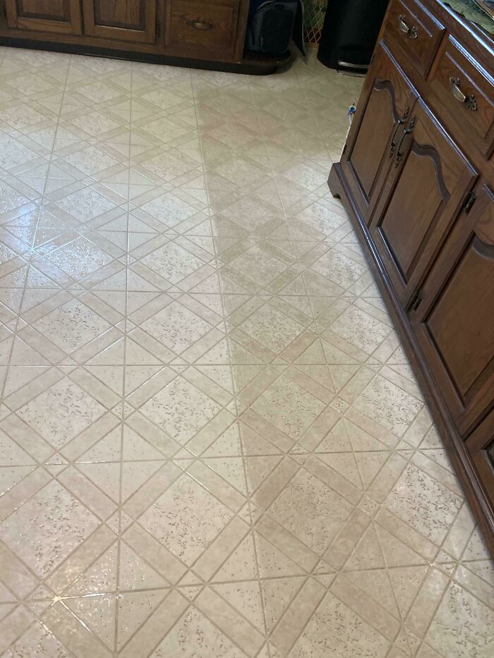 Staying With The In-Laws Temporarily And Offered To Try Something New To Get Rid Of Their Floor's Dirt Stains. Thank You Mr. Clean Magic Eraser!