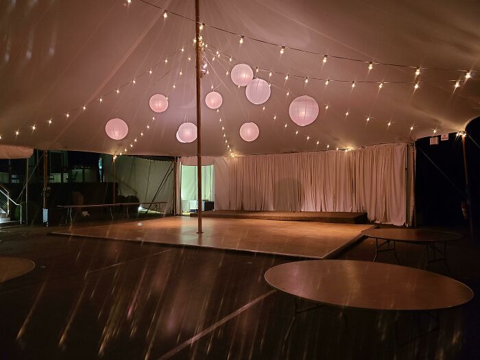 I Do Wedding Video And I Always Take Pictures Of The Empty Venues After Everyone Leaves. Extra Weirdness Courtesy Of The Broken Glass Over My Phone's Camera