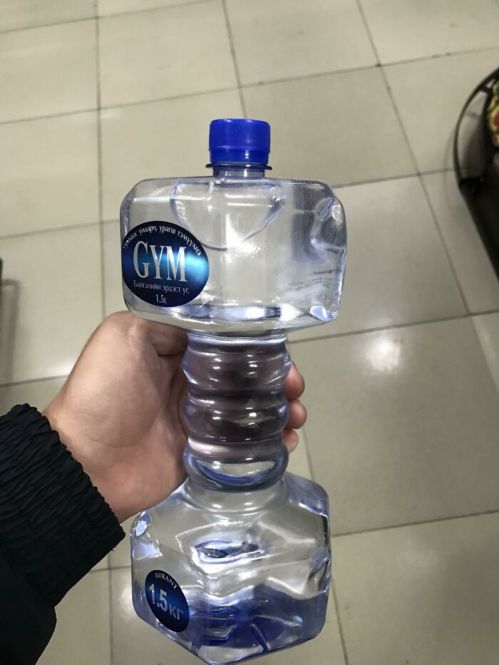 Bottled Water Shaped Like A Dumbbell