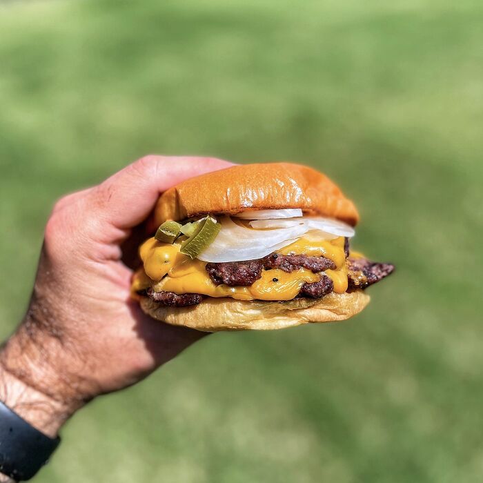Good Old Fashioned Burger Cooked Over Charcoal