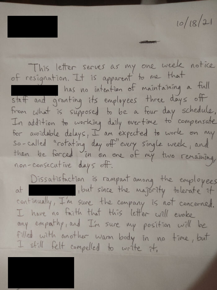 My Resignation Letter, Turning It In Today